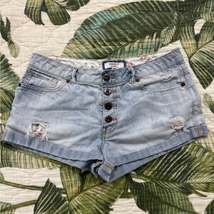 Forever 21 Floral Trim Denim Shorts